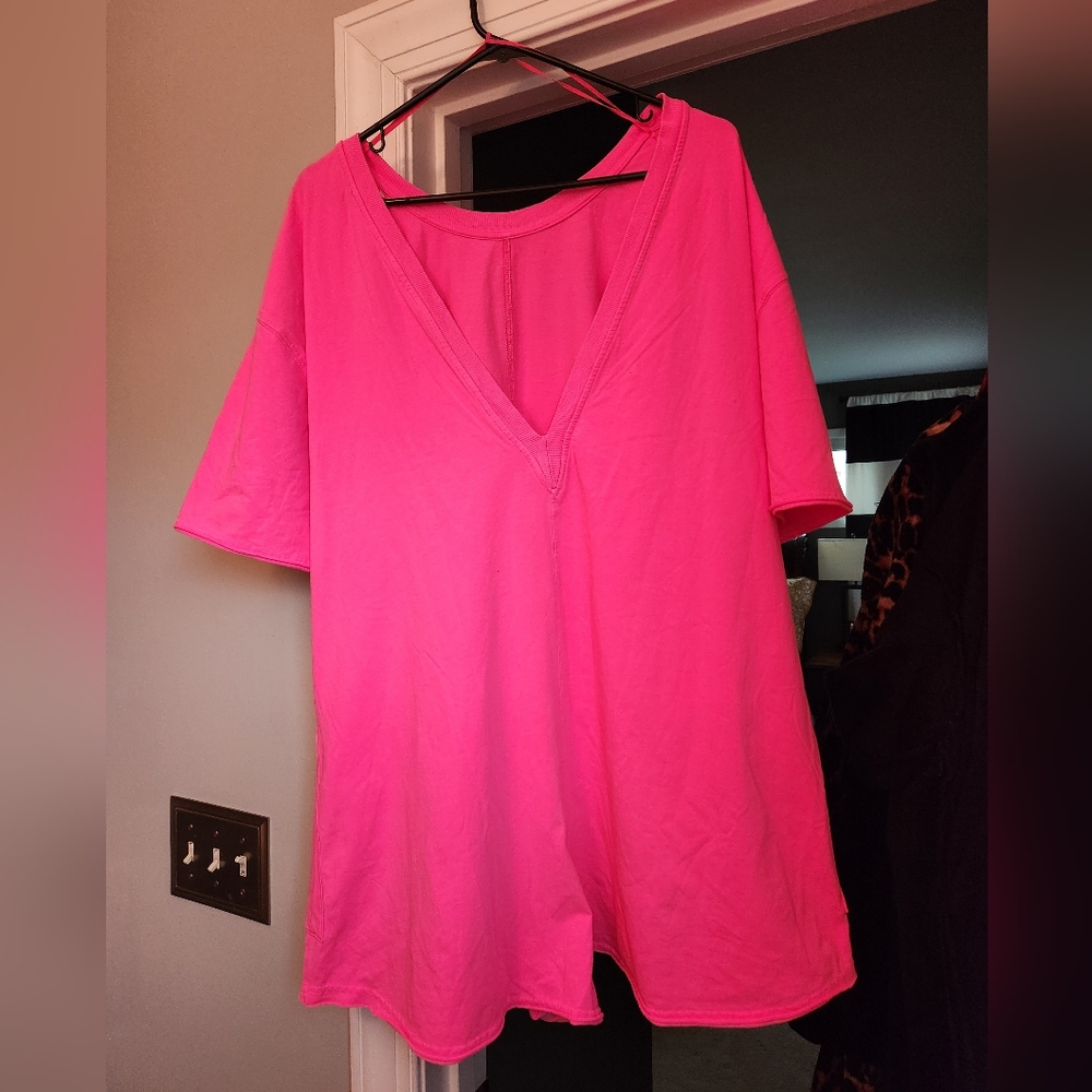 Free People hot shot tee romper large in berry